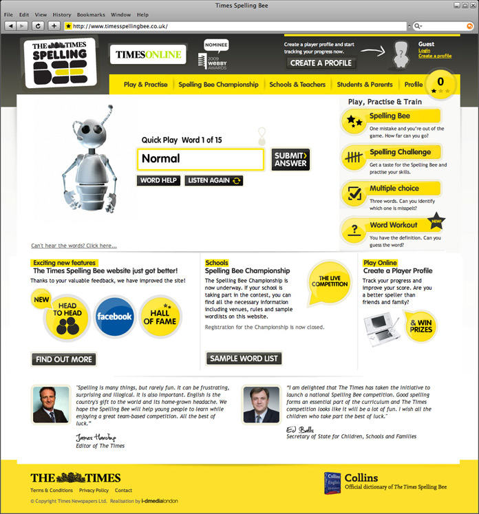 timesonlinespelling_website_home